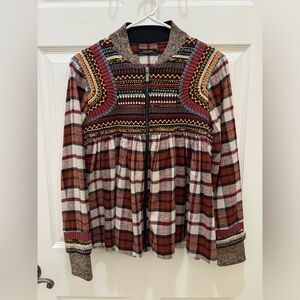 Zara flannel and beaded swing jacket S
